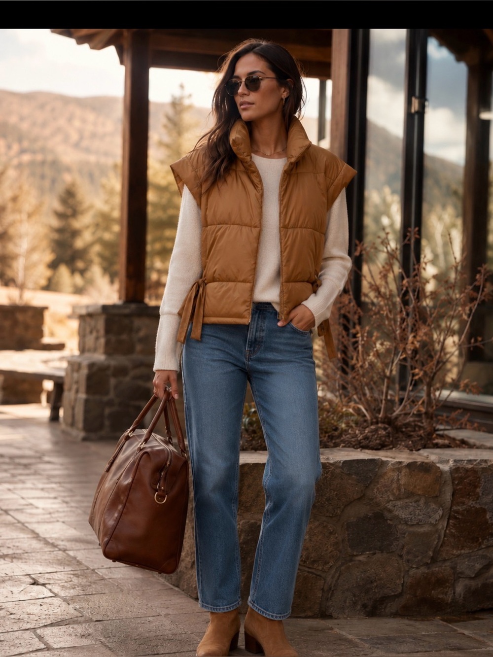 Anthropologie Pilcro Tan Packable Puffer Vest NWT